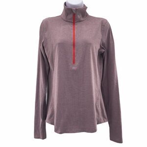Under Armour HeatGear Half Zip Athletic Athleisure Striped Purple Pullover Small